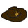 LEGO Mørkebrun Cowboy Hat med Bred Brim med Sheriff Stjerne Badge (13565 / 19334)