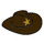 LEGO Marron foncé Cow-boy Chapeau avec Large Brim avec Sheriff star Badge (13565 / 19334)