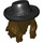 LEGO Dark Brown Long Hair with Black Hat (12207 / 97289)