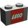 LEGO Dark Gray Brick 1 x 2 with LEGO Logo with Bottom Tube (3004)