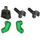 LEGO Dark Gray Insectoids Villian with Airtanks Minifigure head with Green Hair and Copper Eyepiece Torso (973)