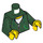 LEGO Dark Green Minifig Torso - Hoodie with Green Lace Ties and Pocket Trims over White Shirt (973 / 76382)