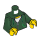 LEGO Vert foncé Minifig Torse - Hoodie avec Green Lace Ties et Pocket Trims over blanc Shirt (973 / 76382)