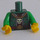 LEGO Dunkelgrün Minifigur Torso mit Gold Halskette, Weiß Schädel mit Grün Arme und Gelb Hände (973)