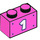 LEGO Rose foncé Brique 1 x 2 avec Number 1 avec tube inférieur (3004 / 94178)