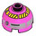 LEGO Dark Pink Brick 2 x 2 Round with Dome Top with QT-KT Droid Head (Safety Stud, Axle Holder) (3262)