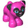 LEGO Donkerroze Hond - Pug met Zwart Oren en Muzzle en Metallic Roze Neus (72464 / 77303)