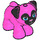 LEGO Donkerroze Hond - Pug met Zwart Oren en Muzzle en Metallic Roze Neus (72464 / 77303)