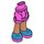 LEGO Dark Pink Hip with Rolled Up Shorts with Blue Shoes with Purple Soles with Thick Hinge (35556 / 35557)