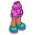 LEGO Dark Pink Hip with Rolled Up Shorts with Dark Turquoise shoes with Thick Hinge (35556 / 35557)