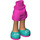 LEGO Dark Pink Hip with Rolled Up Shorts with Dark Turquoise shoes with Thick Hinge (35556 / 35557)