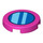 LEGO Dark Pink Tile 2 x 2 Round with Blue Circle and Medium Azure Stripes with Bottom Stud Holder (14769 / 101871)