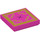 LEGO Dark Pink Tile 2 x 2 with Gold Cushion with Groove (3068 / 19884)