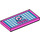 LEGO Dunkelpink Fliese 2 x 4 mit &quot;Olivia&quot; und Donut auf Checkered Carpet (55599 / 87079)