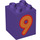LEGO Dark Purple Duplo Brick 2 x 2 x 2 with &#039;9&#039; (13172 / 28937)