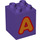 LEGO Dark Purple Duplo Brick 2 x 2 x 2 with &#039;A&#039; (21274 / 31110)