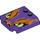 LEGO Dunkelviolett Keil 4 x 4 Gebogen mit Katze Gesicht mit Lime Augen (45677 / 65873)