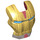 LEGO Donkerrood Iron Man Vizier met Gold Gezicht, Medium blauw Ogen en Zilver Chin (14415)