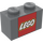 LEGO Dark Stone Gray Brick 1 x 2 with LEGO Logo with Bottom Tube (3004)