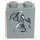LEGO Dark Stone Gray Brick 1 x 2 x 2 with Dragons and horn (Both Sides) Sticker with Inside Stud Holder (3245)