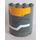 LEGO Dark Stone Gray Cylinder 2 x 4 x 4 Half with White Line and Bright Light Orange Panel Sticker (6218)