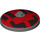 LEGO Dark Stone Gray Dish 4 x 4 with Star Wars Hatch Black and Red Pattern (Solid Stud) (3960 / 50098)