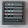 LEGO Dark Stone Gray Roadsign Clip-on 2 x 2 Square with Computer Screen with White, Red and Black Lines Sticker with Open &#039;O&#039; Clip (15210)