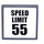 LEGO Dunkles Steingrau Roadsign Clip-auf 2 x 2 Platz mit Speed Limit 55 Aufkleber mit offenem &#039;U&#039;-Clip (15210)