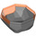 LEGO Dark Stone Gray Rock 4 x 4 x 1.6 Bottom with Transparent Neon Orange Marbeling (30294 / 53934)