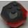 LEGO Gris pierre foncé Osciller 4 x 4 x 3 Assembly avec Transparent Neon Orange Marbling