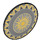 LEGO Dark Stone Gray Round Shield with Curved Face with Sunburst and Gold (33960 / 75902)