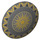 LEGO Dark Stone Gray Round Shield with Curved Face with Sunburst and Gold (33960 / 75902)