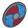 LEGO Dunkles Steingrau Schild mit Gebogen Gesicht mit Blau und rot (75902 / 104511)