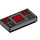 LEGO Dark Stone Gray Tile 1 x 2 with Control Panel with Dark Red Screens with Groove (3069 / 66894)