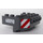 LEGO Dark Stone Gray Train Front Wedge 4 x 6 x 1.7 Inverted with Studs on Front Side with White and Red Diagonal Stripes and White &#039;60098&#039; on Both Sides Sticker (87619)