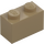 LEGO Dunkles Beige Stein 1 x 2 mit Braun und Grün Lines mit Unterrohr (3004 / 106175)