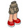 LEGO Tan foncé Hanche avec Rolled En haut Shorts avec rouge Shoes avec charnière épaisse (11403)