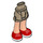 LEGO Dark Tan Hip with Rolled Up Shorts with Red Shoes with Thick Hinge (11403 / 35556)