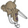 LEGO Dunkel Beige Mammoth Maske mit Tusks mit Lavender Trunk Wounds (17429 / 20918)