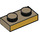 LEGO Dark Tan Plate 1 x 2 with Flat Gold long edge (3023)