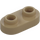 LEGO Dark Tan Plate 1 x 2 with Rounded Ends and Open Studs (35480)