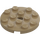 LEGO Mørk beige Plate 4 x 4 Rund med Hull og Snapstud (60474)