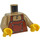 LEGO Dark Tan Shirt with Reddish Brown Bib Overalls Torso (973 / 76382)