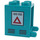 LEGO Dark Turquoise Container 2 x 2 x 2 with Red Triangle, Black Lines on Both Side Sticker with Recessed Studs (4345)