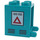 LEGO Donker Turquoise Container 2 x 2 x 2 met Rood Triangle, Zwart Lines Aan Both Kant Sticker met verzonken noppen (4345)