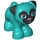 LEGO Dark Turquoise Dog - Pug with Black Ears and Muzzle and Metallic Pink Nose (72464 / 77303)