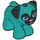 LEGO Dark Turquoise Dog - Pug with Black Ears and Muzzle and Metallic Pink Nose (72464 / 77303)