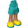 LEGO Turquesa oscuro Cadera con Rolled Arriba Pantalón corto con Amarillo shoes con turquoise soles con bisagra gruesa (35556 / 35557)