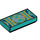 LEGO Dark Turquoise Tile 1 x 2 with Gold and Blue with Groove (3069 / 67558)