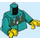 LEGO Dark Turquoise Woman with Dark Turquoise Jacket and Coiled Hair Minifig Torso (973)